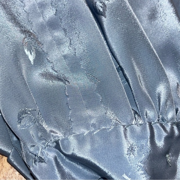 VTG 80s Handmade SECRETARY BLOUSE Silk poly Balloon Sleeves PEARL BUTTONS Med - Picture 6 of 14